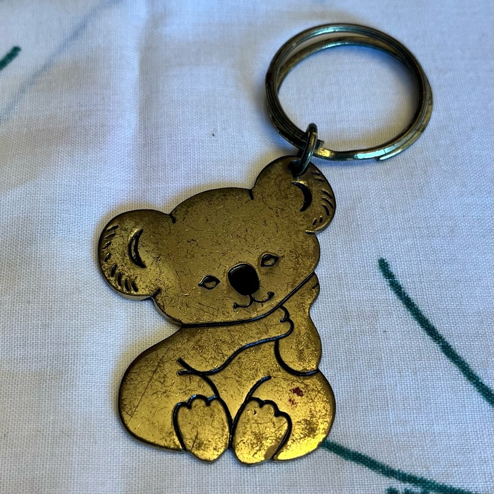 Vintage Russ Bear Bronze Coloured Metal Key Chain